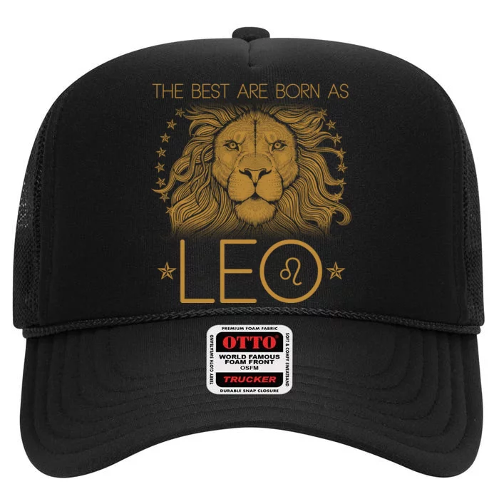 The Best Are Born As Leo Vintage Lion High Crown Mesh Trucker Hat