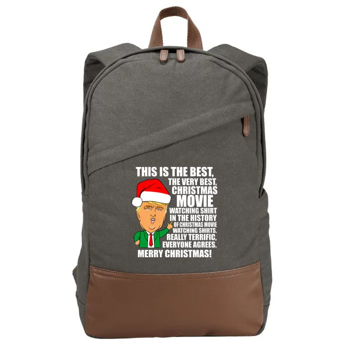 The Best Christmas Movie Watching Shirt Ever Donald Trump Cotton Canvas Backpack