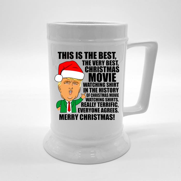 The Best Christmas Movie Watching Shirt Ever Donald Trump Front & Back Beer Stein