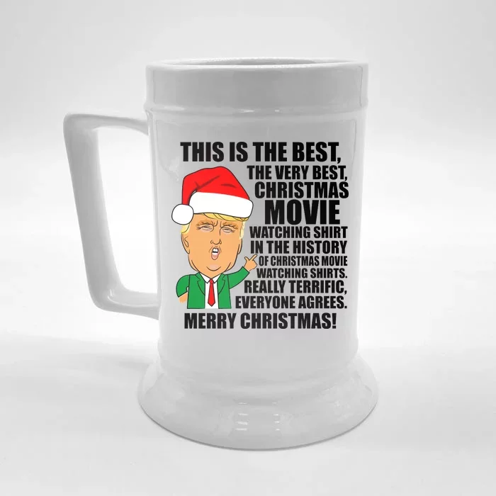 The Best Christmas Movie Watching Shirt Ever Donald Trump Front & Back Beer Stein