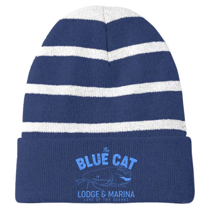 The Blue Cat Lodge & Marina Striped Beanie with Solid Band