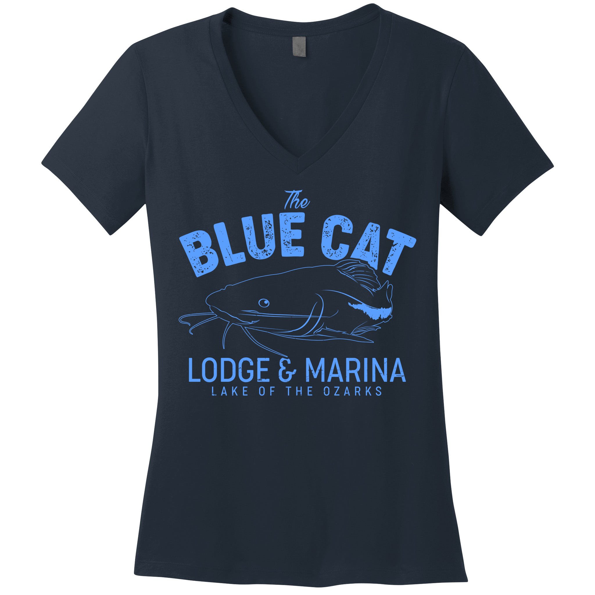 The Blue Cat Lodge & Marina Women's V-Neck T-Shirt