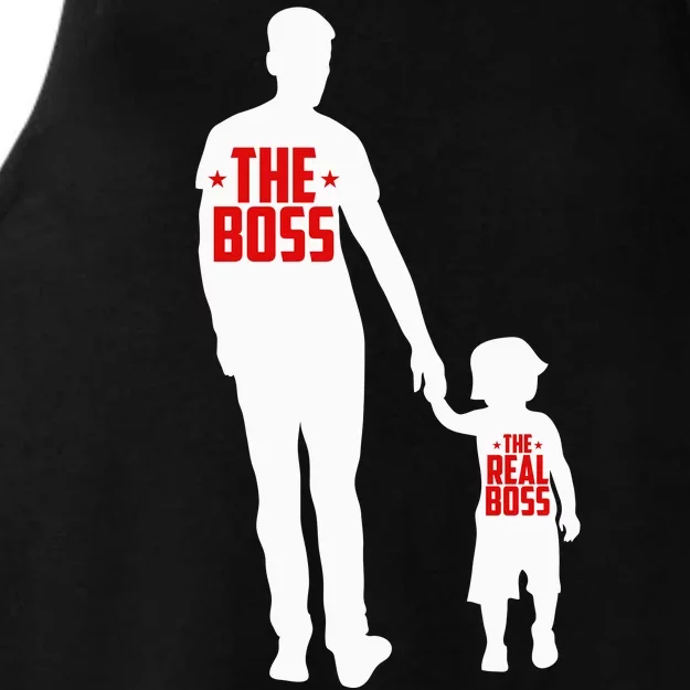 The Boss The Real Boss Father And Child Ladies Tri-Blend Wicking Tank