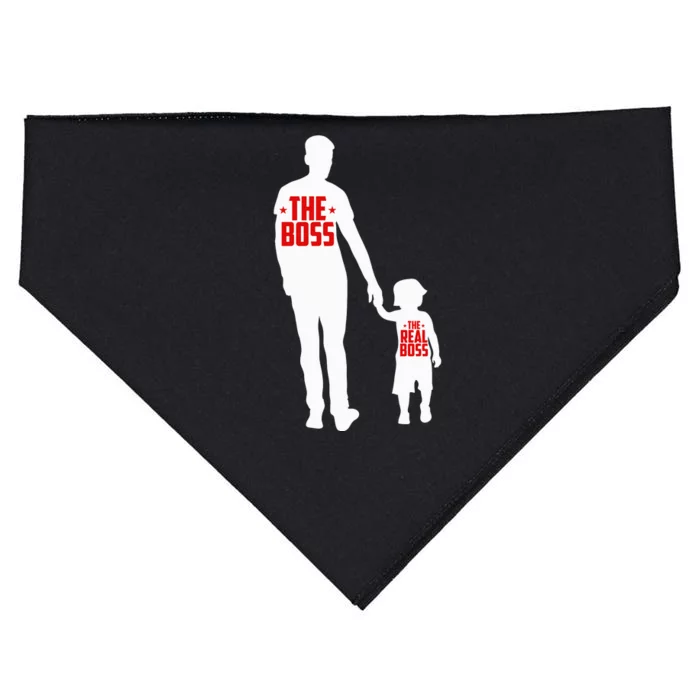 The Boss The Real Boss Father And Child USA-Made Doggie Bandana