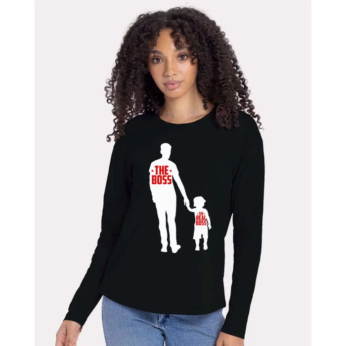 The Boss The Real Boss Father And Child Womens Cotton Relaxed Long Sleeve T-Shirt