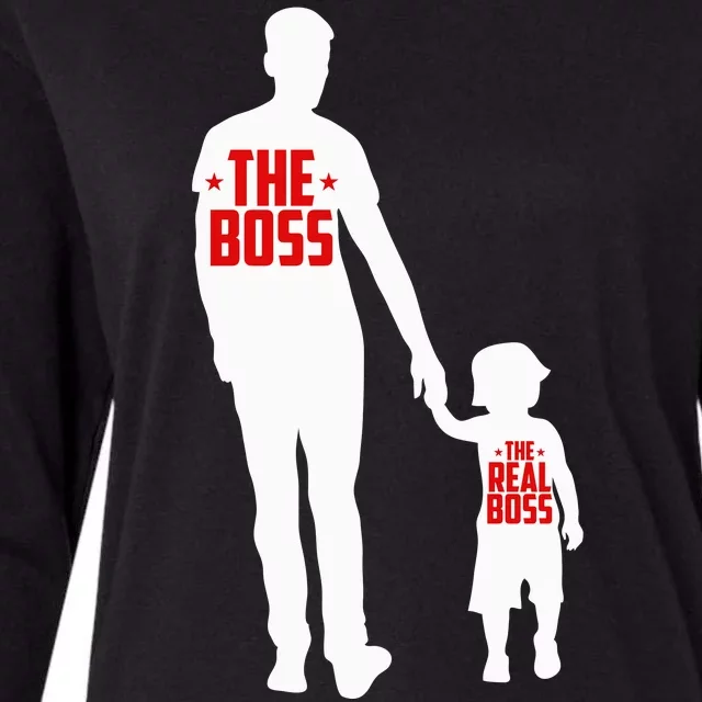 The Boss The Real Boss Father And Child Womens Cotton Relaxed Long Sleeve T-Shirt