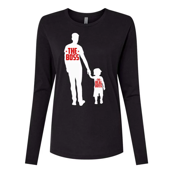 The Boss The Real Boss Father And Child Womens Cotton Relaxed Long Sleeve T-Shirt