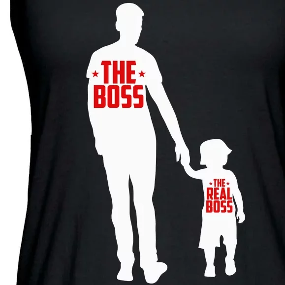 The Boss The Real Boss Father And Child Ladies Essential Flowy Tank