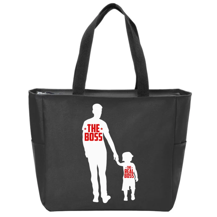 The Boss The Real Boss Father And Child Zip Tote Bag