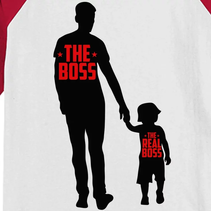 The Boss The Real Boss Father And Child Kids Colorblock Raglan Jersey