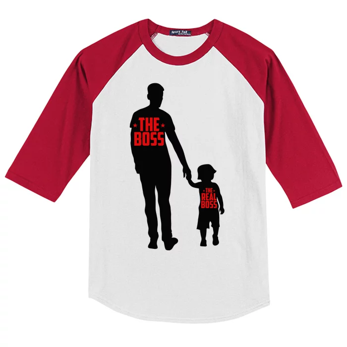 The Boss The Real Boss Father And Child Kids Colorblock Raglan Jersey