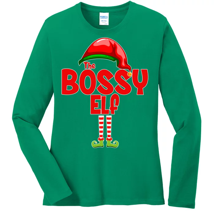 The Bossy Elf Matching Christmas Ladies Long Sleeve Shirt