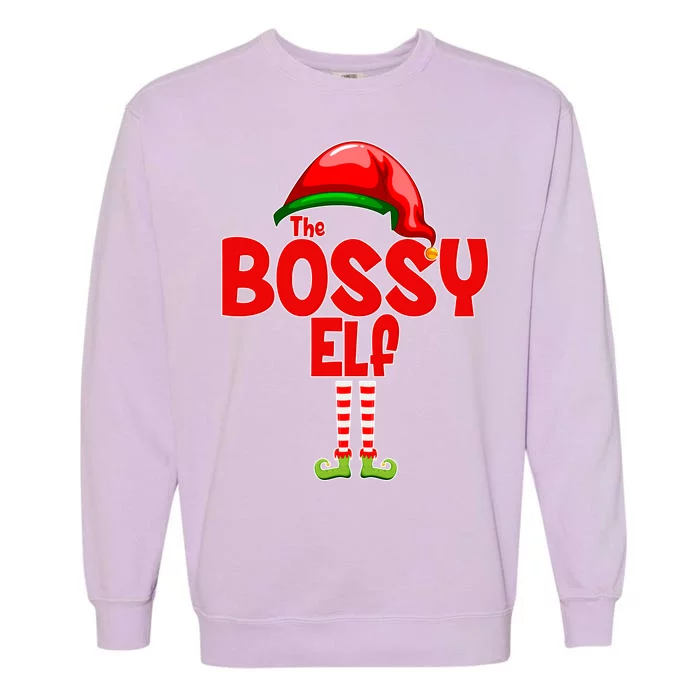 The Bossy Elf Matching Christmas Garment-Dyed Sweatshirt