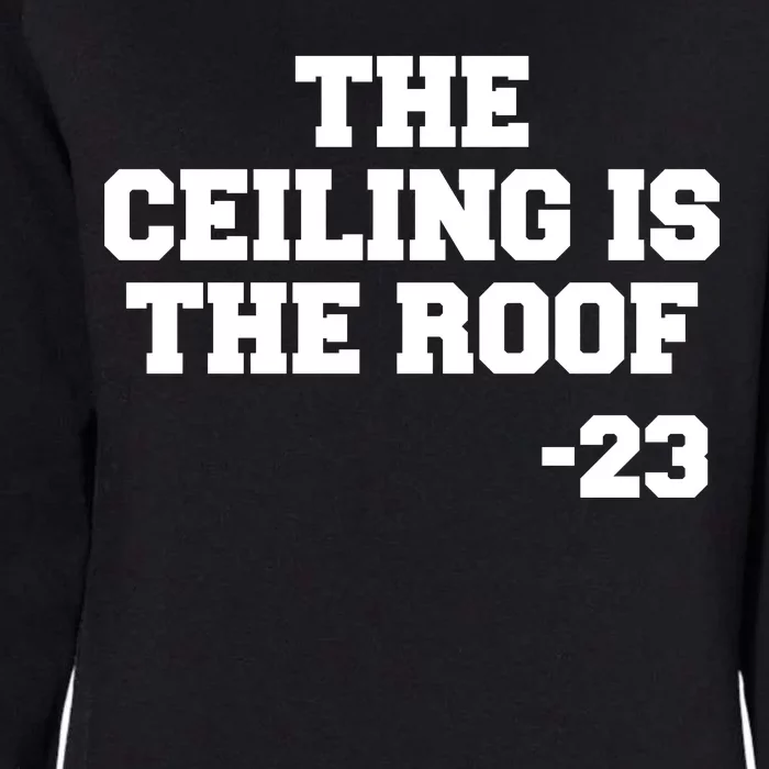 The Ceiling is the Roof 23 MJ College Text Womens California Wash Sweatshirt