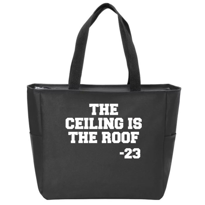 The Ceiling is the Roof 23 MJ College Text Zip Tote Bag