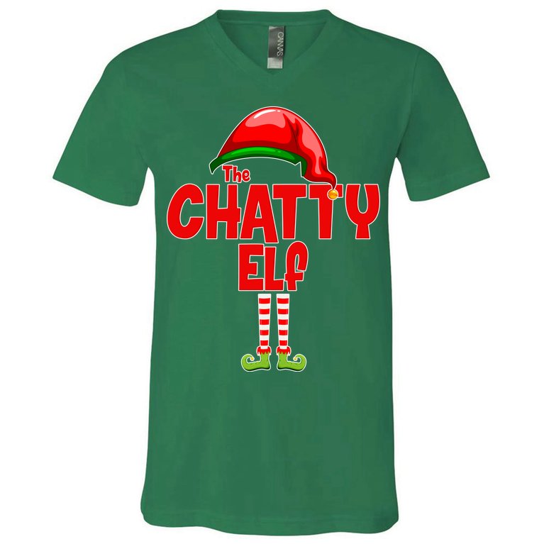 The Chatty Elf Christmas V-Neck T-Shirt