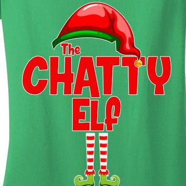 The Chatty Elf Christmas Women's V-Neck T-Shirt