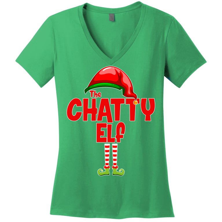 The Chatty Elf Christmas Women's V-Neck T-Shirt
