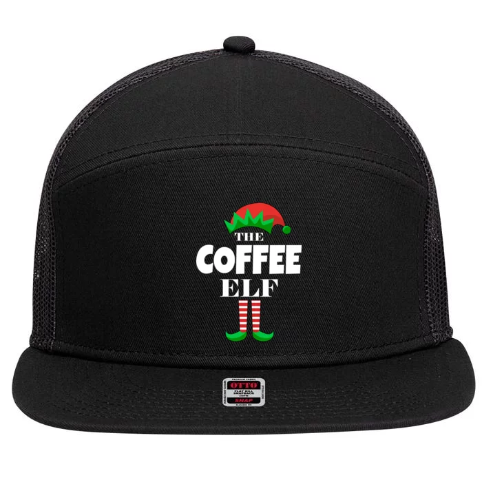 The Coffee Elf Family Matching Christmas 7 Panel Mesh Trucker Snapback Hat