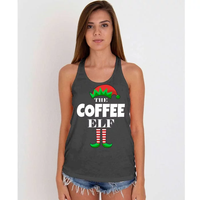 The Coffee Elf Family Matching Christmas Women's Knotted Racerback Tank