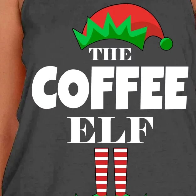 The Coffee Elf Family Matching Christmas Women's Knotted Racerback Tank