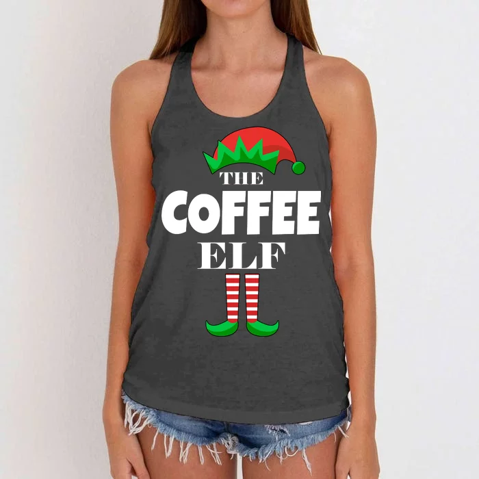 The Coffee Elf Family Matching Christmas Women's Knotted Racerback Tank