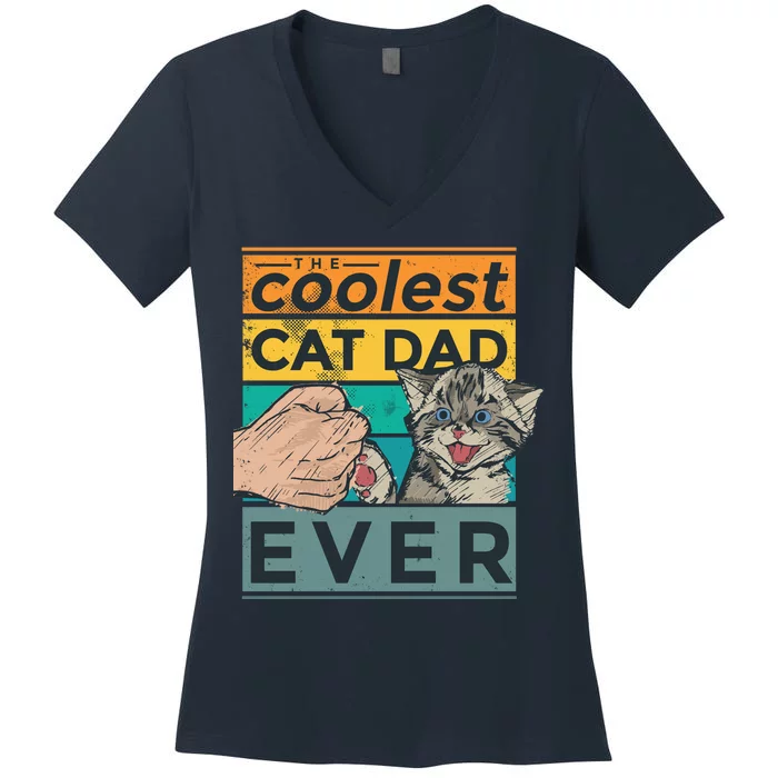 The Coolest Cat Dad Ever Women's V-Neck T-Shirt