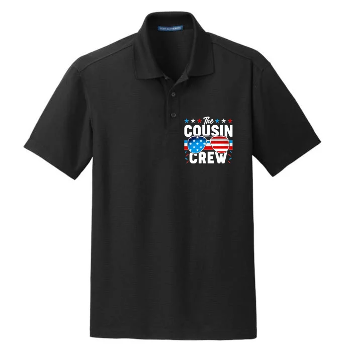 The Cousin Crew USA American Flag Dry Zone Grid Performance Polo