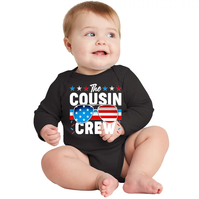 The Cousin Crew USA American Flag Baby Long Sleeve Bodysuit