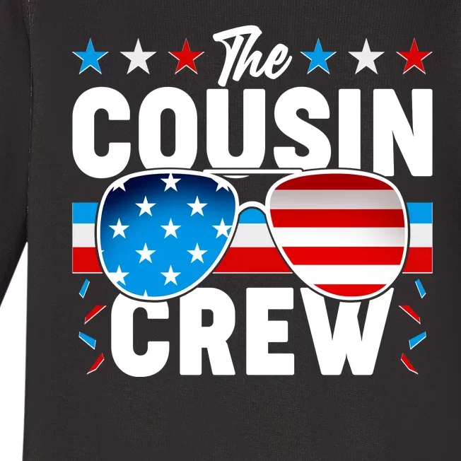 The Cousin Crew USA American Flag Baby Long Sleeve Bodysuit