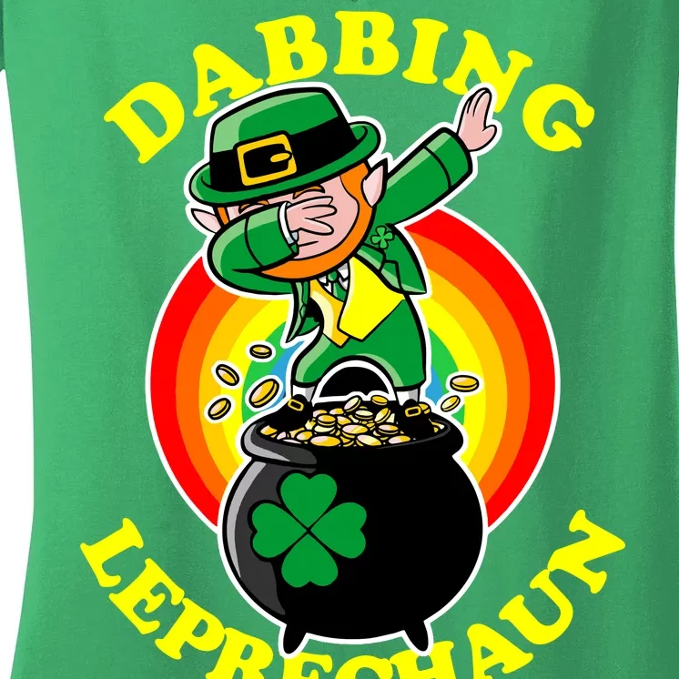 The Dabbing Leprechaun Irish Rainbow Dab St. Patrick's Day Women's V-Neck T-Shirt