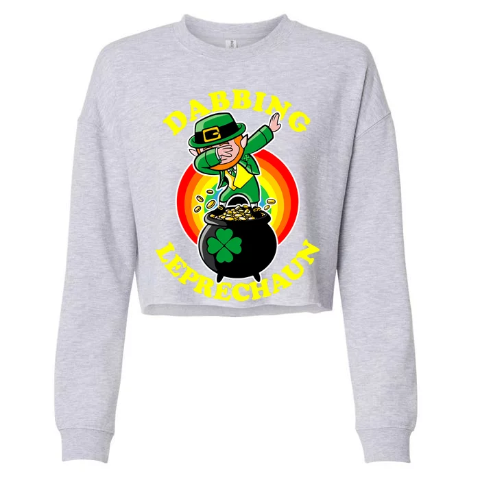 The Dabbing Leprechaun Irish Rainbow Dab St. Patrick's Day Cropped Pullover Crew