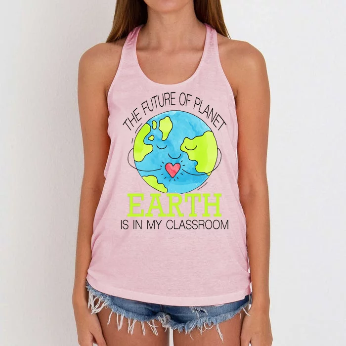 The Future Of Planet Earth Is In My Classroom Women's Knotted Racerback Tank