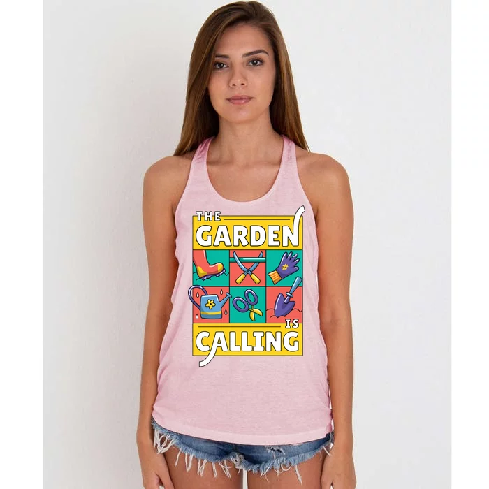 The Garden Is Calling Women's Knotted Racerback Tank