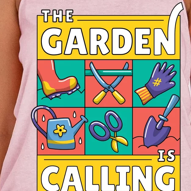 The Garden Is Calling Women's Knotted Racerback Tank