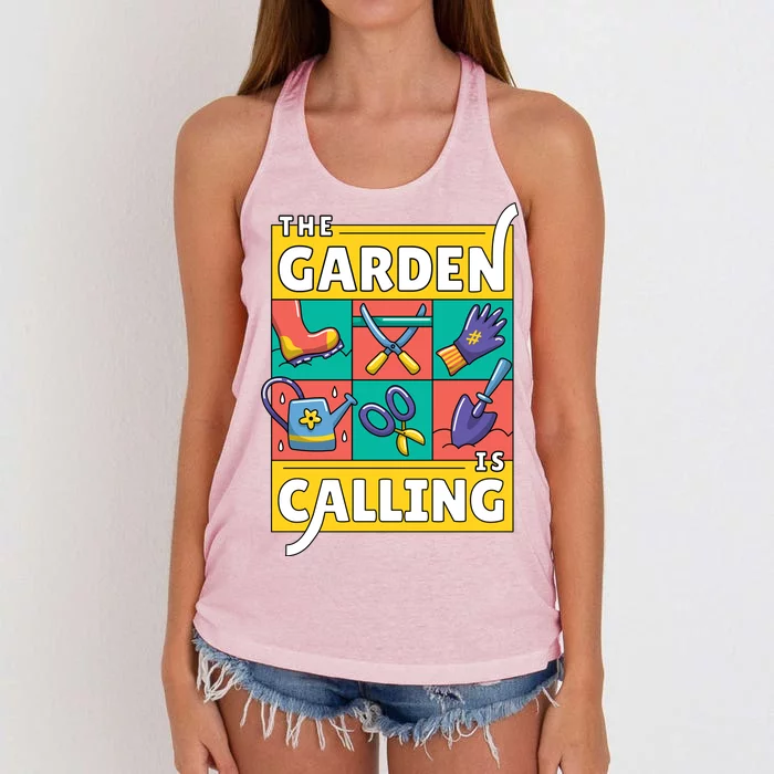 The Garden Is Calling Women's Knotted Racerback Tank