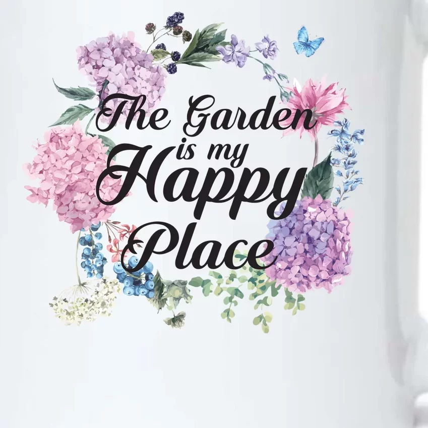 The Garden Is My Happy Place Black Color Changing Mug