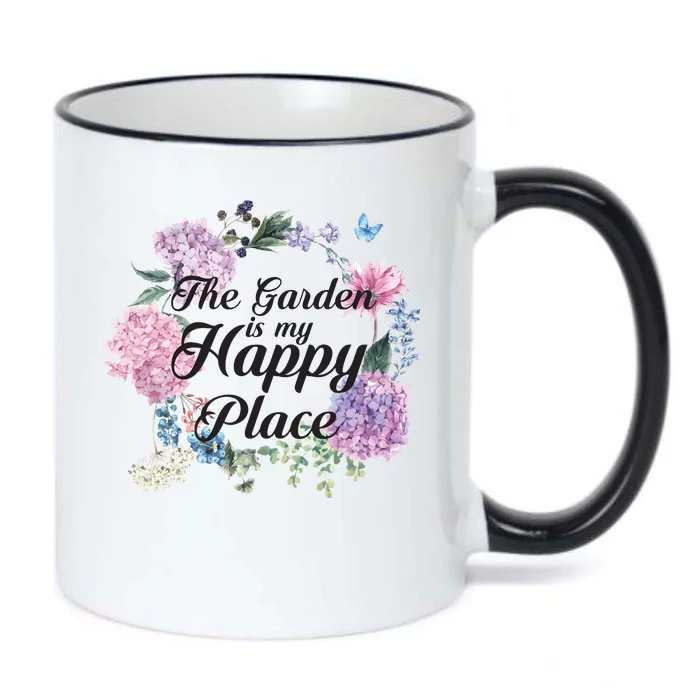 The Garden Is My Happy Place Black Color Changing Mug