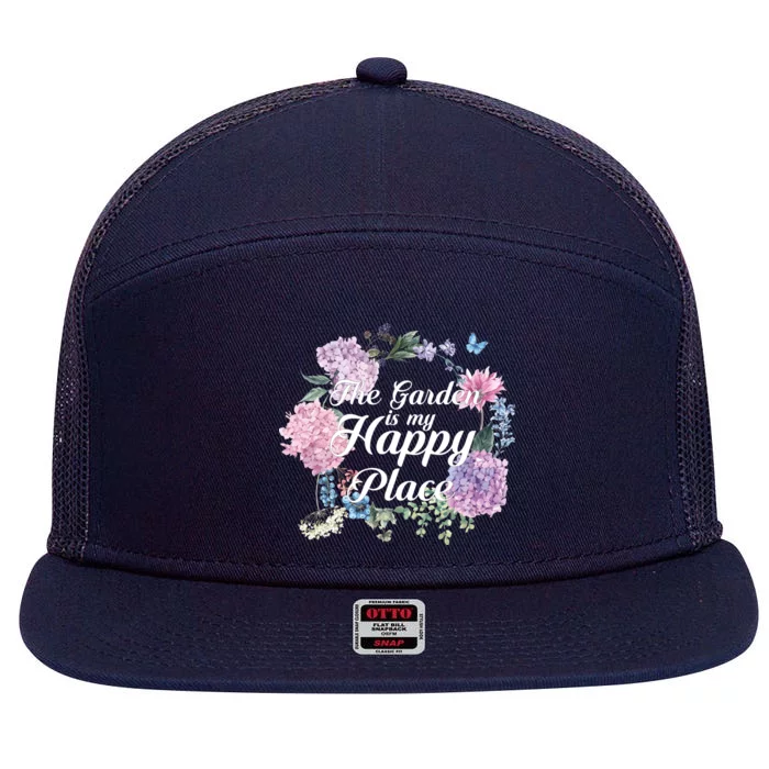 The Garden Is My Happy Place 7 Panel Mesh Trucker Snapback Hat