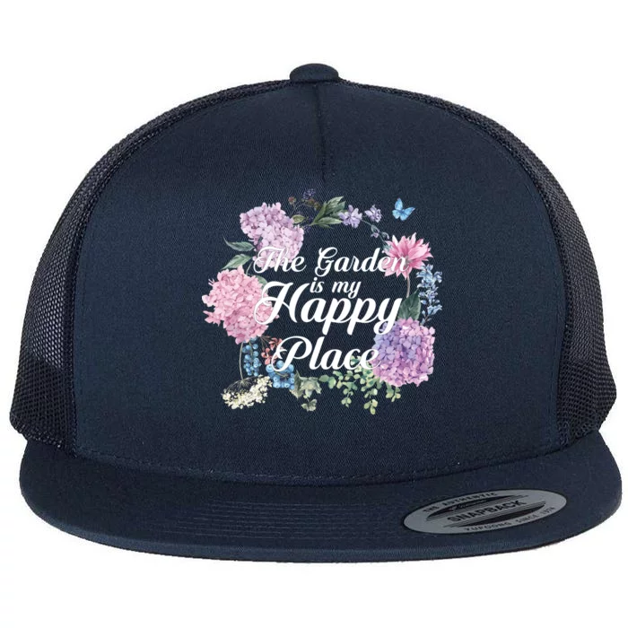 The Garden Is My Happy Place Flat Bill Trucker Hat