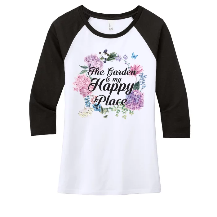 The Garden Is My Happy Place Women's Tri-Blend 3/4-Sleeve Raglan Shirt