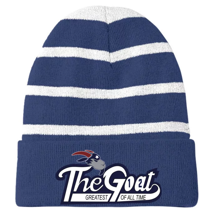 The Goat 12 Greatest Of All Time Striped Beanie with Solid Band