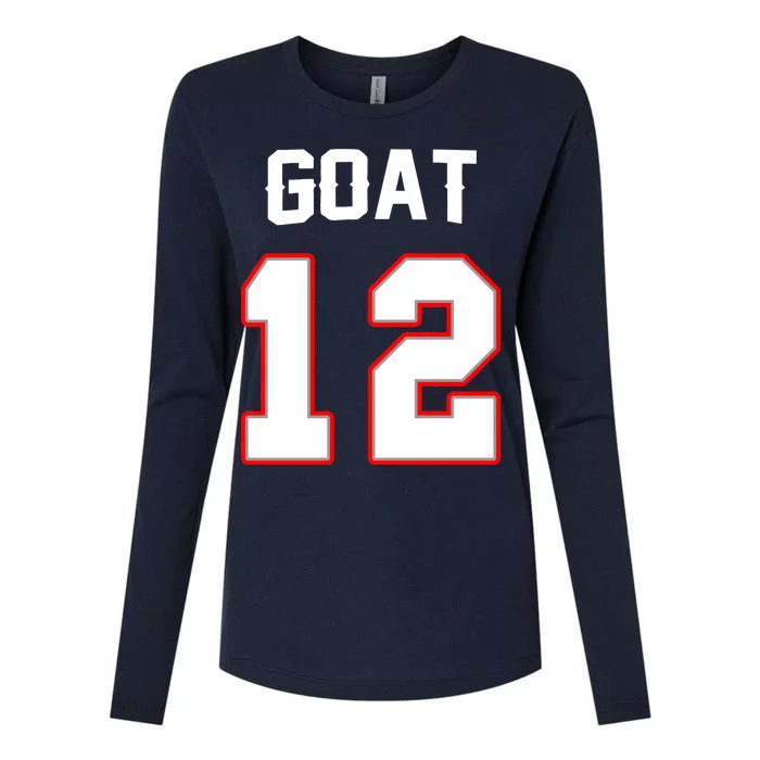 The Goat #12 Jersey 5 Time Champ New England Football Womens Cotton Relaxed Long Sleeve T-Shirt