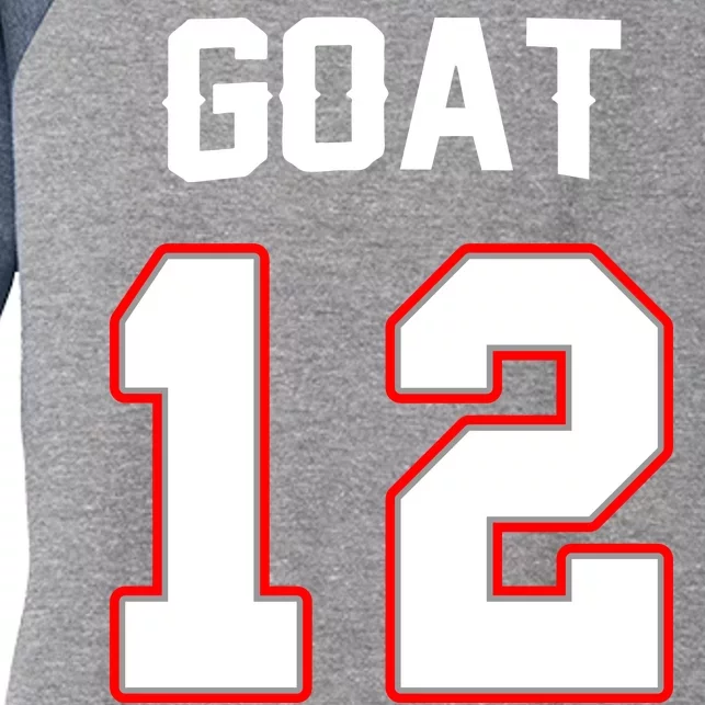 The Goat #12 Jersey 5 Time Champ New England Football Women's Tri-Blend 3/4-Sleeve Raglan Shirt