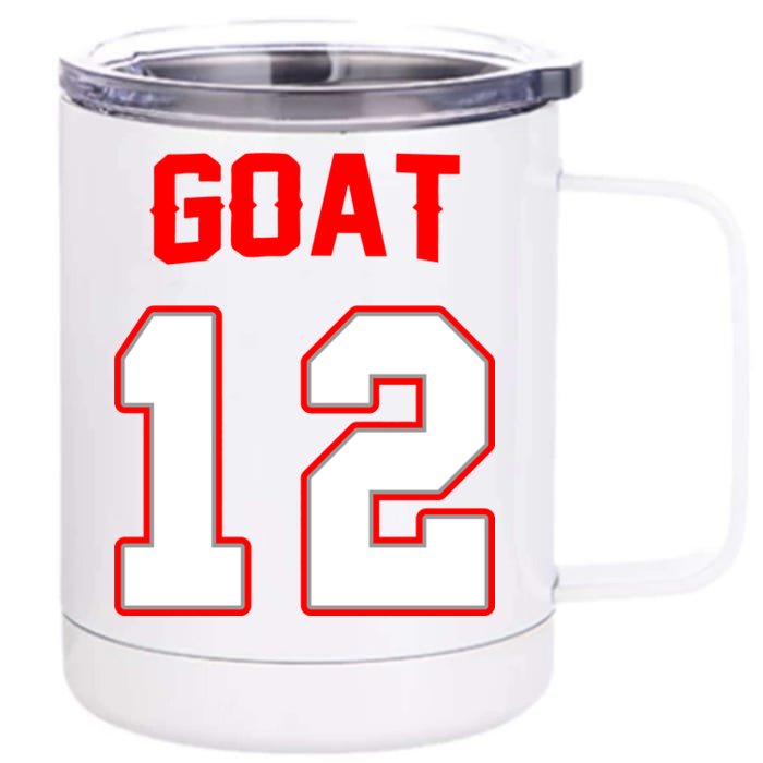 The Goat #12 Jersey 5 Time Champ New England Football Front & Back 12oz Stainless Steel Tumbler Cup