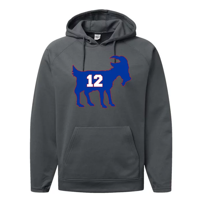 The Goat #12 New England Fan Football QB Performance Fleece Hoodie