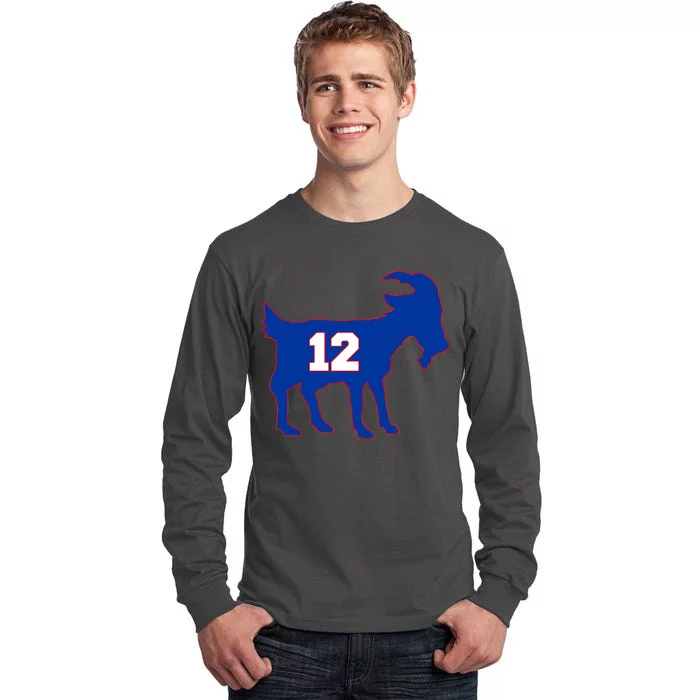 The Goat #12 New England Fan Football QB Tall Long Sleeve T-Shirt