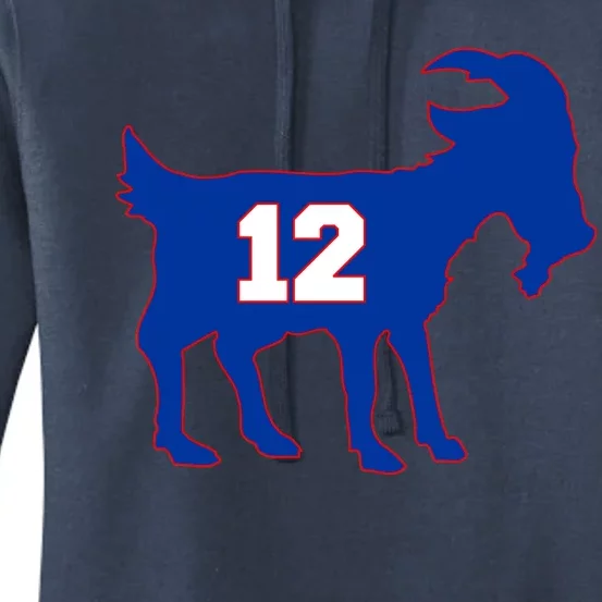 The Goat #12 New England Fan Football QB Women's Pullover Hoodie