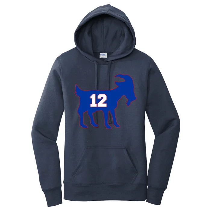 The Goat #12 New England Fan Football QB Women's Pullover Hoodie