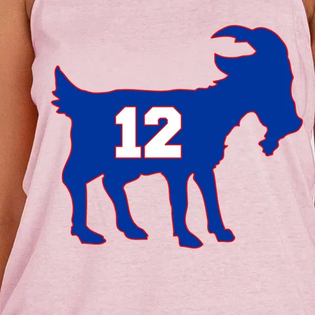 The Goat #12 New England Fan Football QB Women's Knotted Racerback Tank